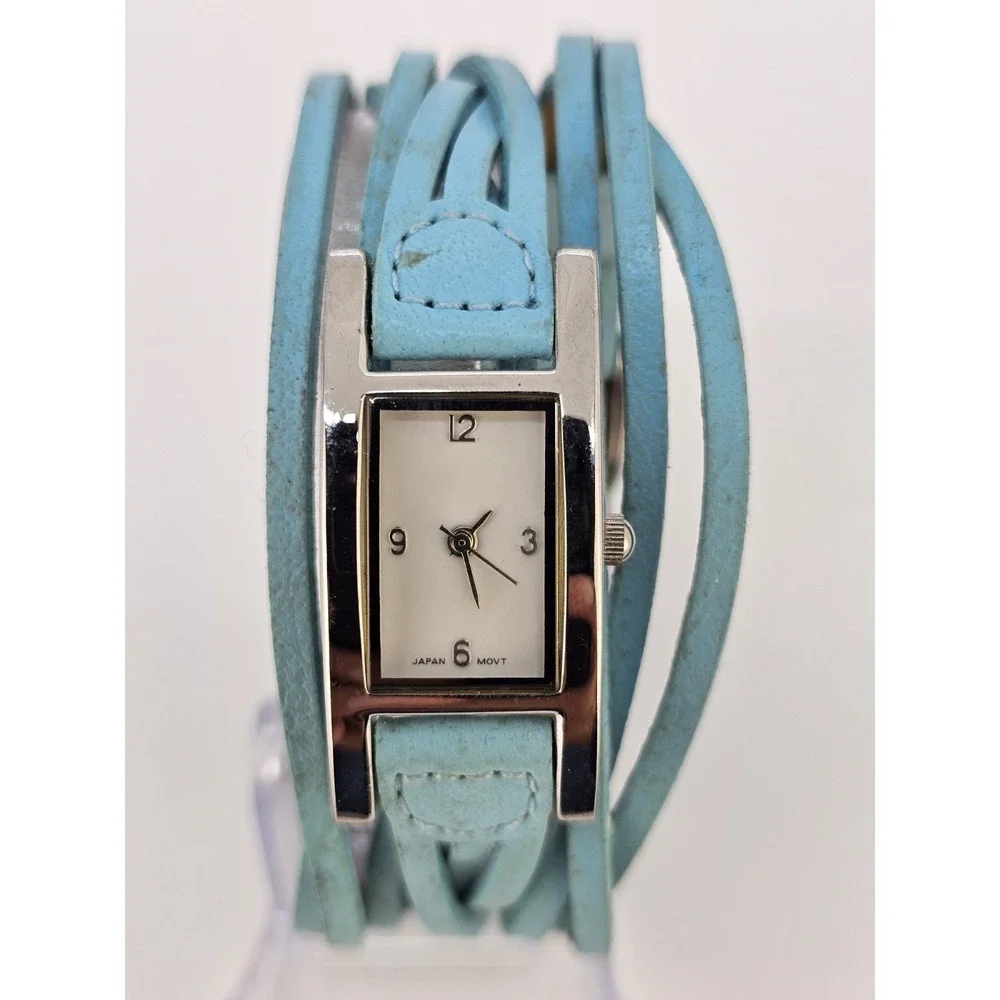 Women's Analog Watch 19MM Gray Dial Blue Braided Faux Leather‎ Band NEW Battery